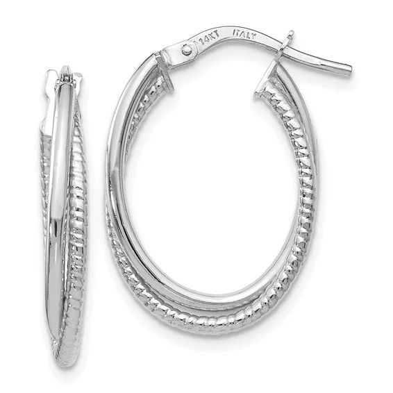 14Kt. White Gold Twisted Hoop Earrings Made In Italy