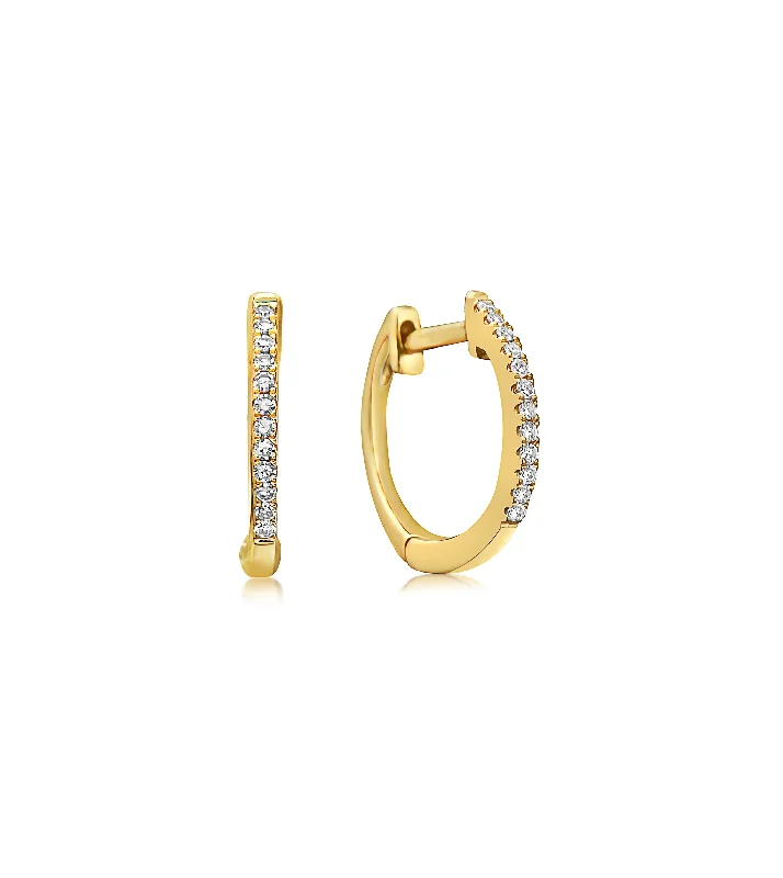 14kt Yellow Gold 0.08ctdw Natrual Round Diamond Huggie Hoop Earring