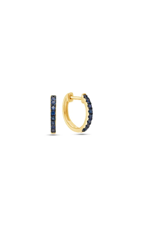 14kt Yellow Gold 0.25ctgw Natrual Round Sapphire Huggie Hoop Earring