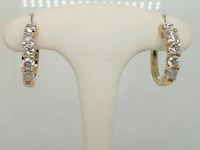 14kt. Yellow Gold 2.0ctdw Si2-I1 H/I Natural Round Diamond Share Prong Vault Lock Hoop Earrings