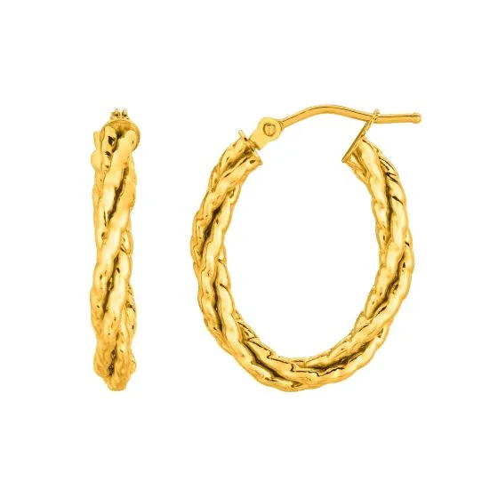 14kt. Yellow  Gold Double Row Oval Twist Hoop Earrings