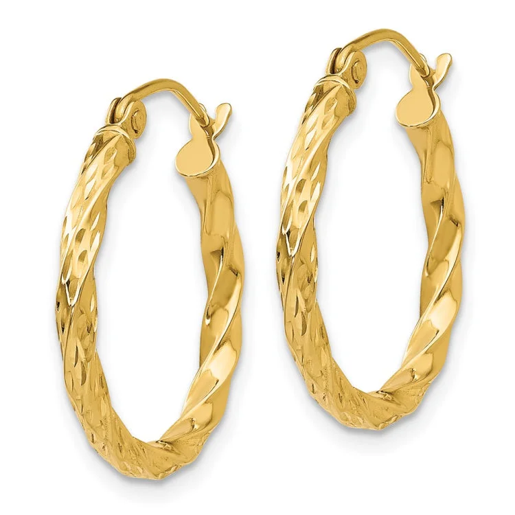 14K Twist Hollow Hoop Earrings