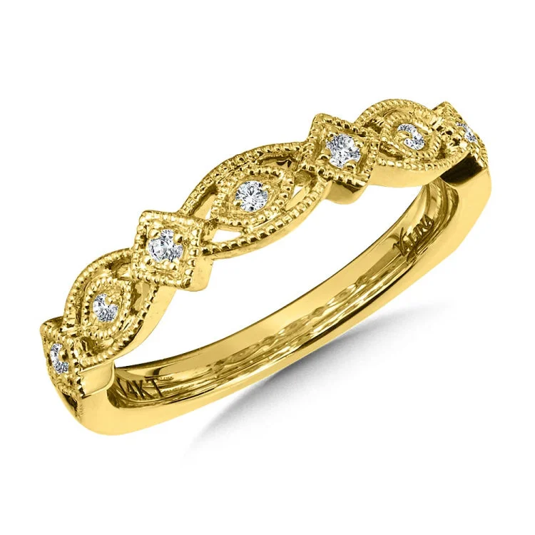 Decorative Milgraine Stackable Diamond Wedding Band