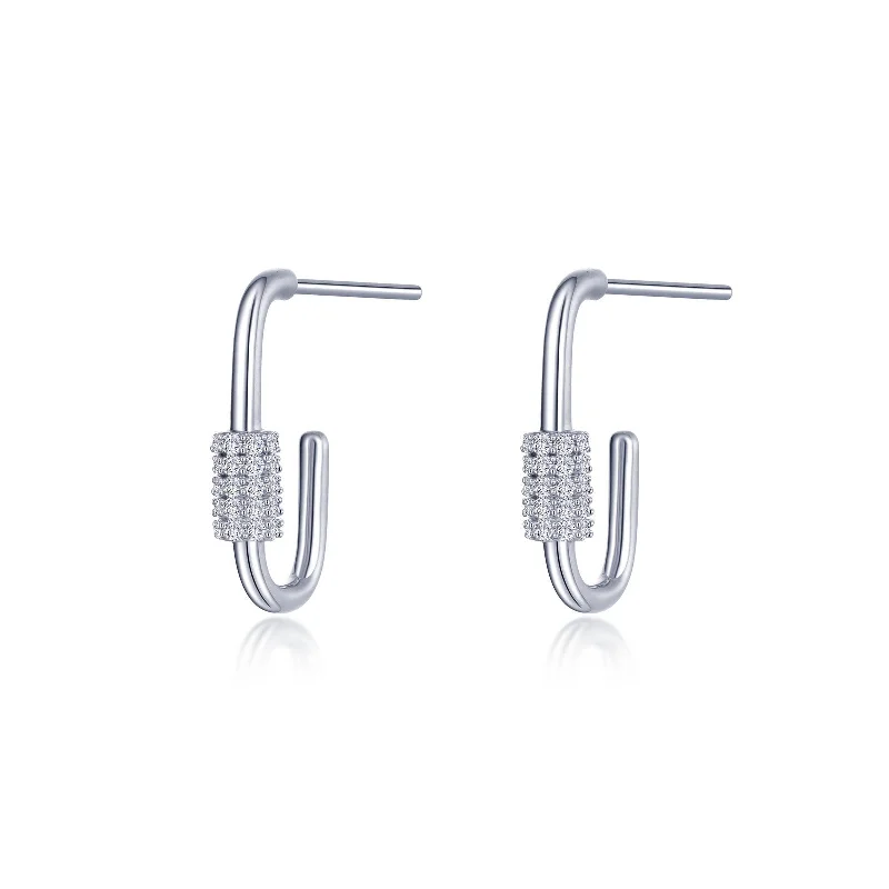 Sterling Silver 0.80ctgw Simulated Diamond Paperclip Hoop Earrings by Lafonn