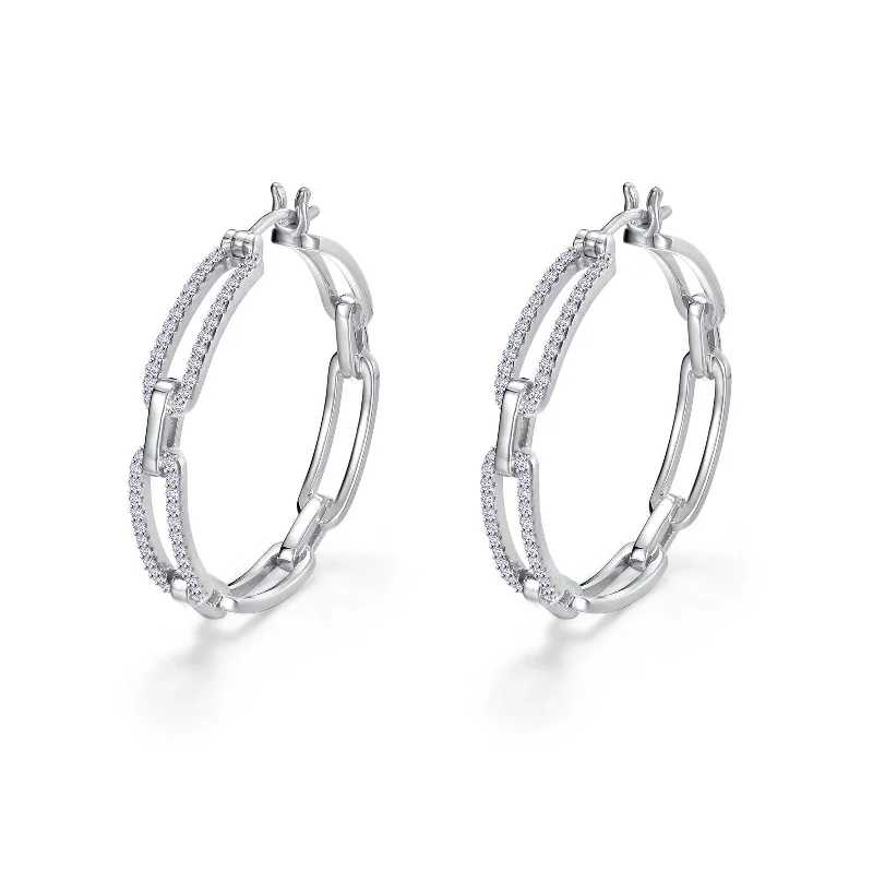 Sterling Silver 1.0ctgw Simulated Diamond Paperclip Hoop Earrings by Lafonn