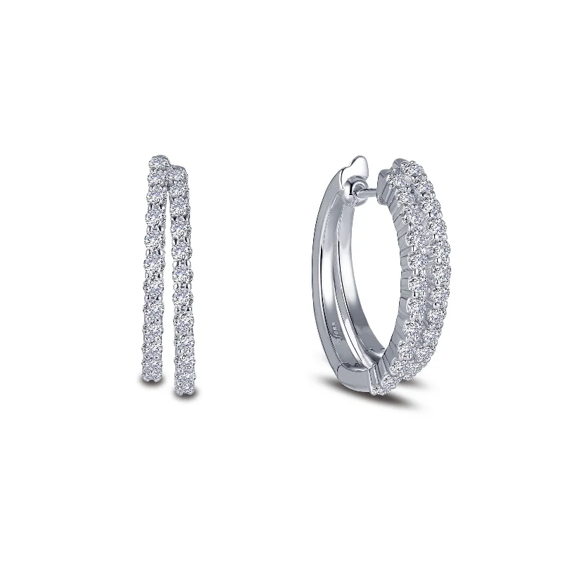 Sterling Silver 1.44ctgw Simulated Diamond 20 mm x 23 mm Double-Hoop Earrings by Lafonn