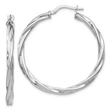 Sterling Silver Twisted Hinged Hoop Earrings