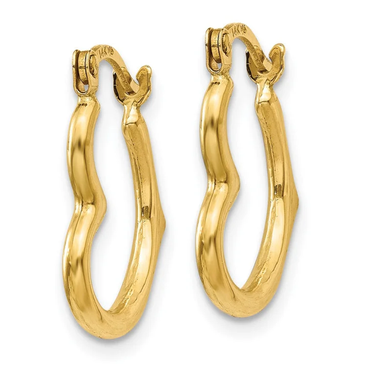 14K Heart Shaped Hollow Hoop Earrings