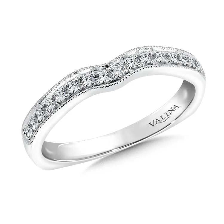 True fit matching diamond wedding band and a beautiful reminder of that special day for years to come.