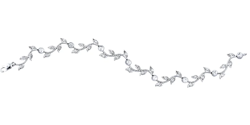 Grape Vine Diamond Bracelet (1.09 ct Diamonds) in White Gold