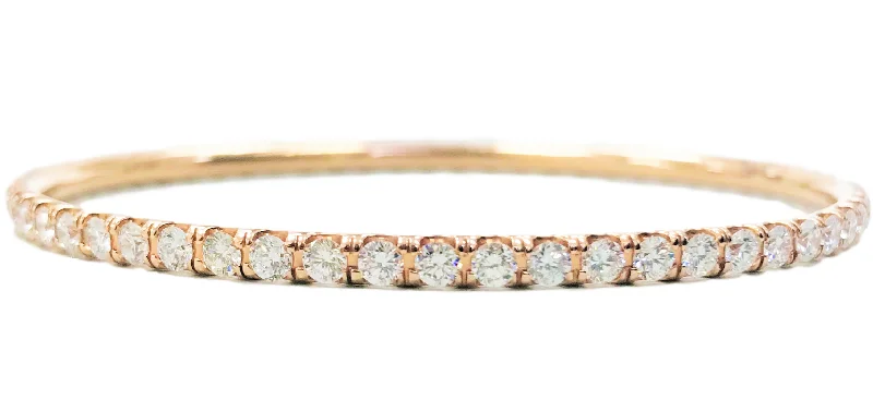 Tennis Diamond Bangle (5.03 ct Diamonds) in Rose Gold