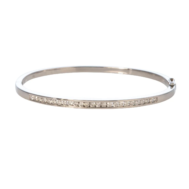 Estate Diamond Channel-Set 18K White Gold Bangle