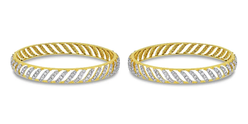 Beauvince Curves Diamond Bangles Set (7.70 ct Diamonds) in 18K Gold