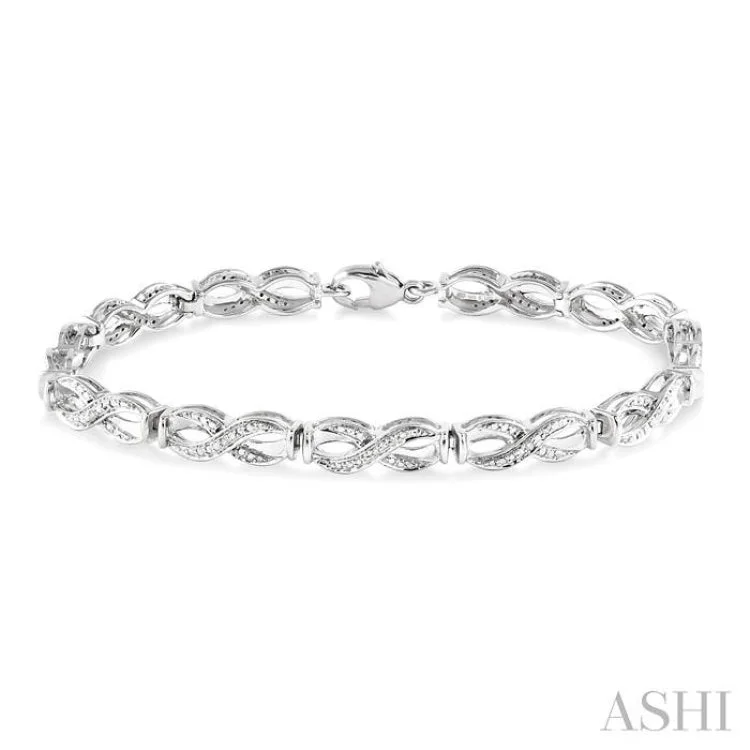 1/20 Ctw Swirl Shape Single Cut Diamond Bracelet in Sterling Silver