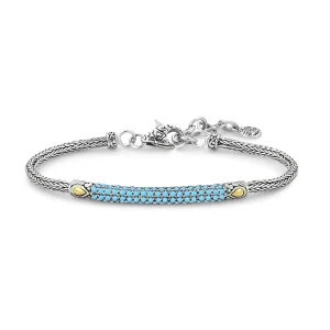 Sterling Silver and 18kt. yellow gold Pave' sleeping beauty turqoise bracelet 7