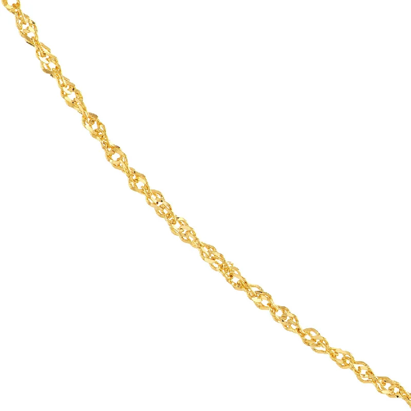 14K Yellow Gold and White Gold 0.8mm Sparkle Singapore Chain Necklace with Spring Ring - Diamond Cut