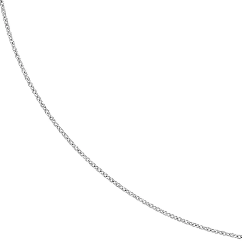 14K Yellow Gold or White Gold 0.9mm Cable Chain Necklace with Lobster Lock