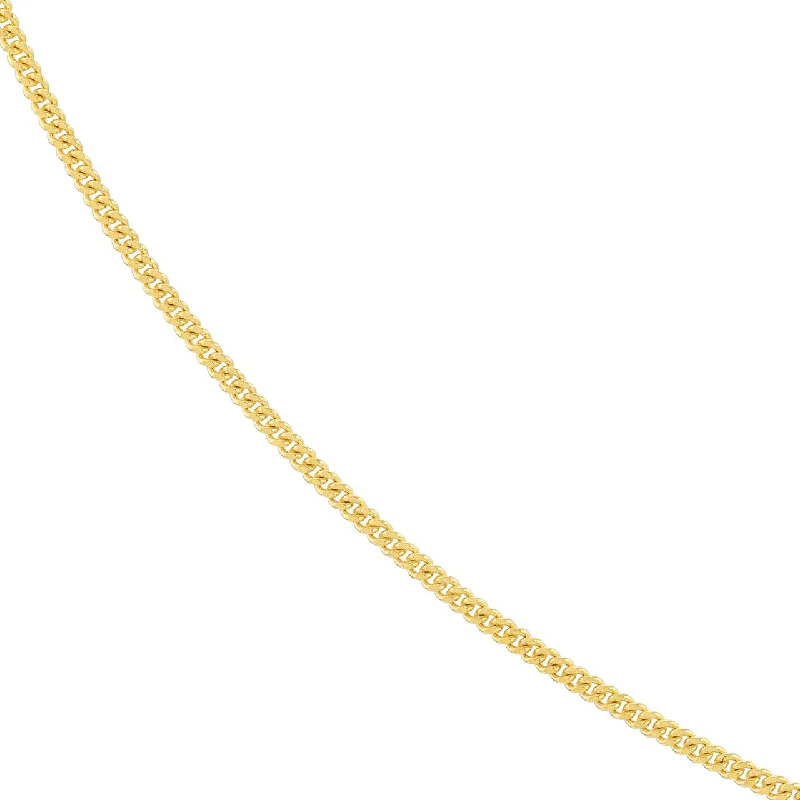 14K Yellow Gold or White Gold 0.9mm Curb Chain Necklace with Spring Ring