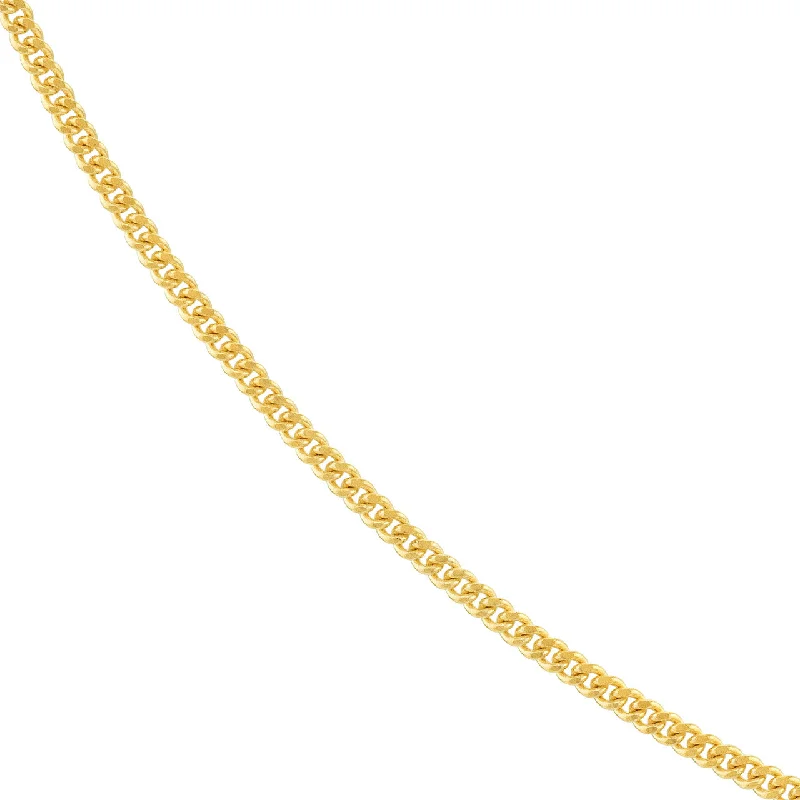 Solid 14K Yellow Gold or White Gold 1mm Curb Chain Necklace with Lobster Lock