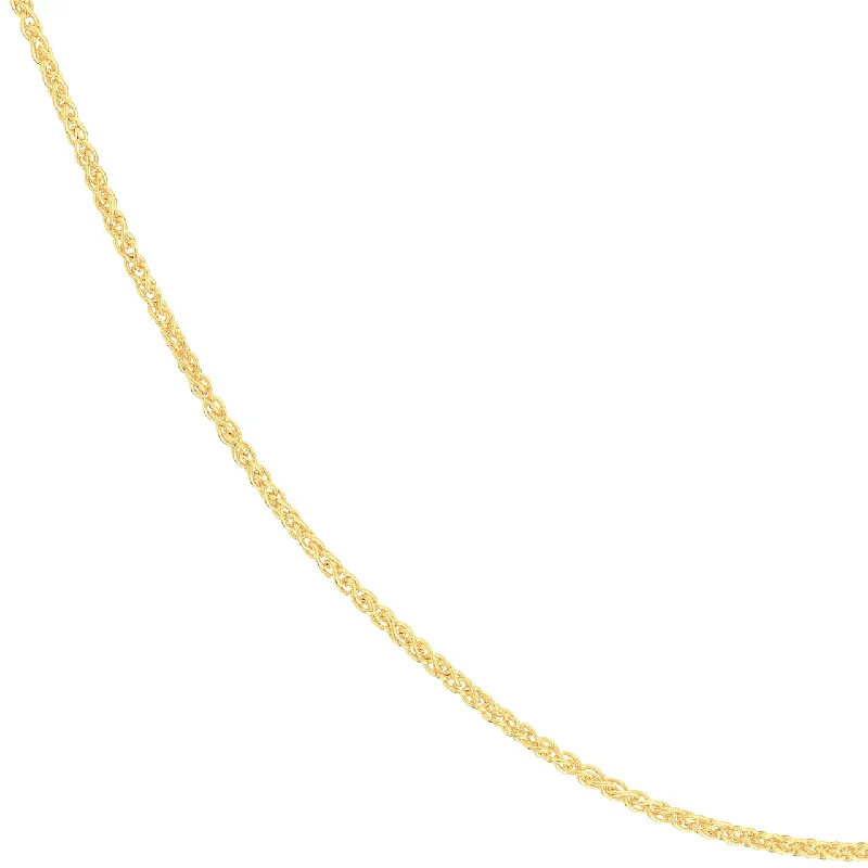 14K Yellow Gold or White Gold or Rose Gold 1mm Adjustable Wheat Chain Necklace with Lobster Lock