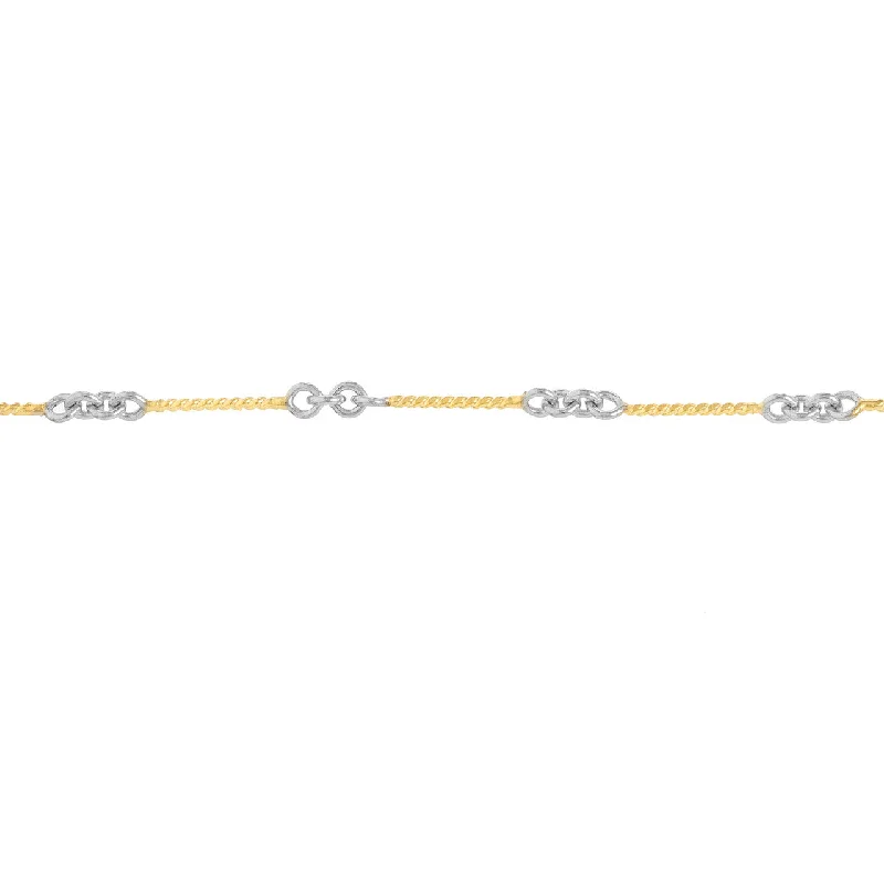 14K Two-Tone Gold 0.8mm Fancy Twist Chain Necklace with Lobster Lock