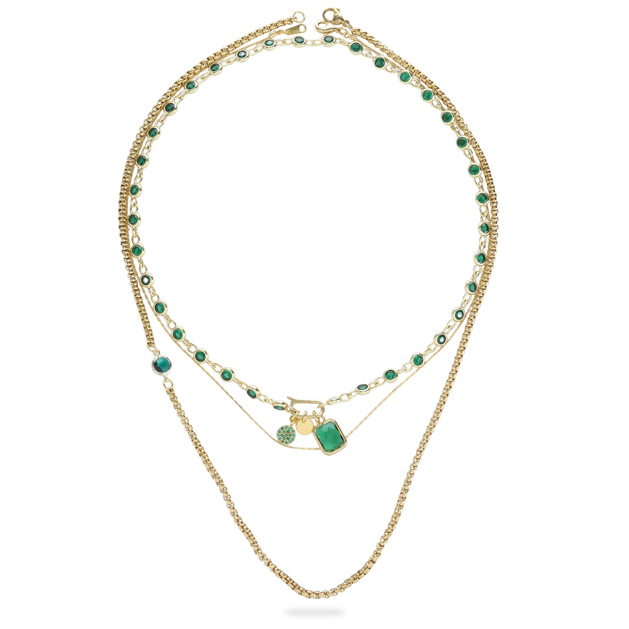 CAN OPENER GOLD EMERALD NECKLACE SET