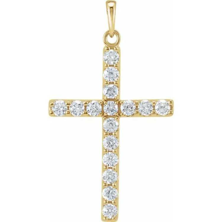 14K Yellow 1/5 CTW Natural Diamond Cross Pendant