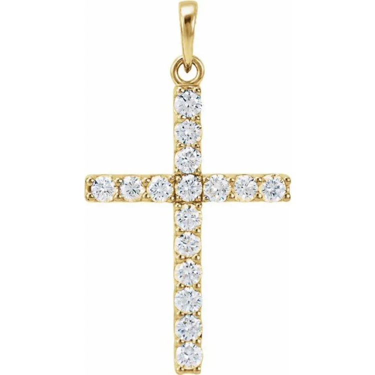 14K Yellow 3/4 CTW Natural Diamond Cross Pendant