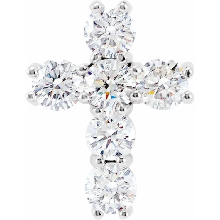 14K White 9/10 CTW Natural Diamond Cross Pendant