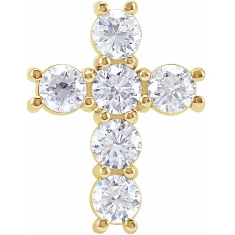 14K Yellow 3/4 CTW Natural Diamond Cross Pendant