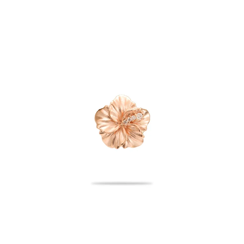 Hawaiian Gardens Hibiscus Pendant in Rose Gold with Diamonds - 11mm