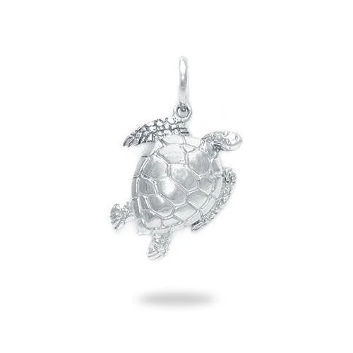 Honu Pendant / Charm in Sterling Silver - 18mm