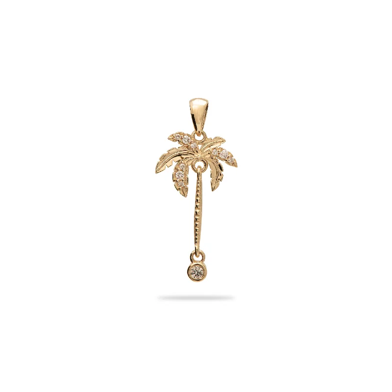 Paradise Palms - Palm Tree Pendant in Gold with Diamonds - 24mm