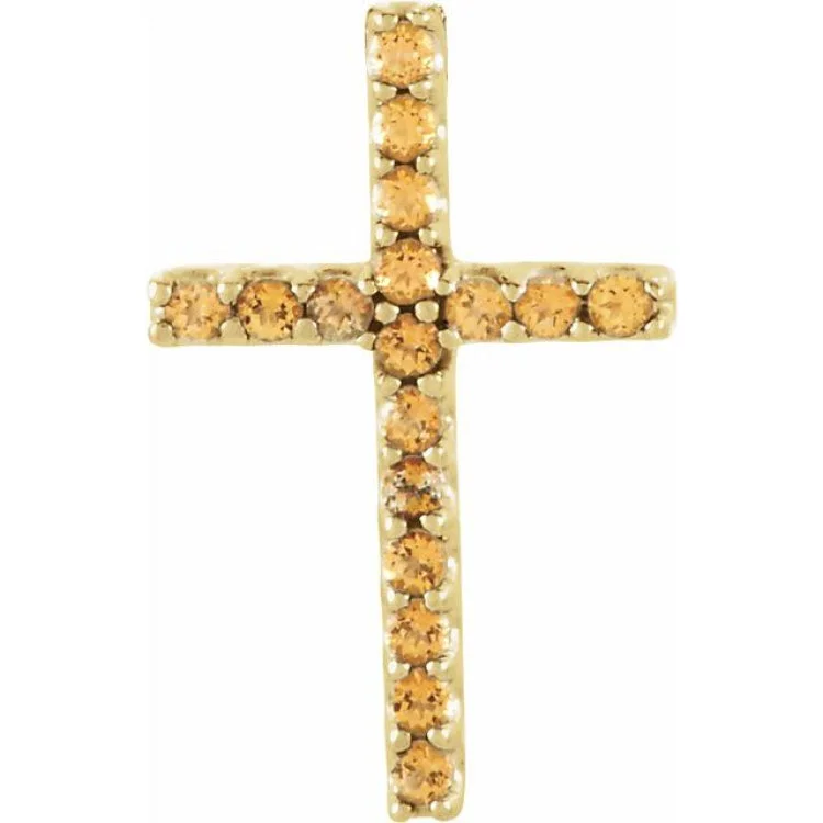 14K Yellow Natural Yellow Sapphire Petite Cross Pendant