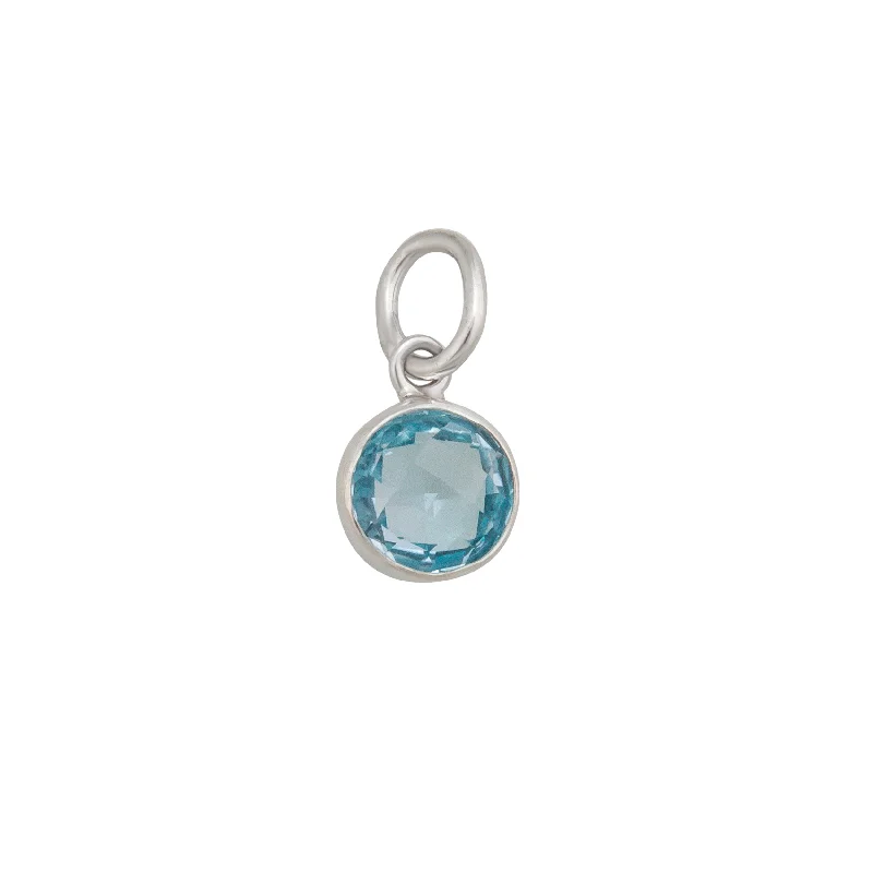 Sterling Silver Blue Topaz Round Charm Pendant