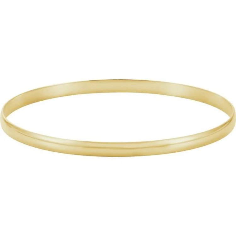 14K Yellow 4 mm Half Round Bangle 7 1/2