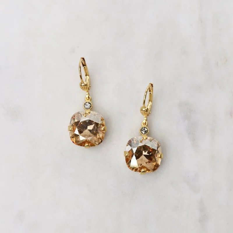 Large Champagne Drop Earrings- Gold Plate