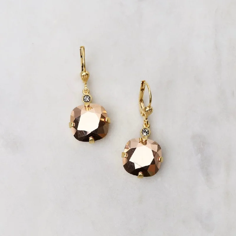 Large Rose Gold Drop Earrings - Gold Plate