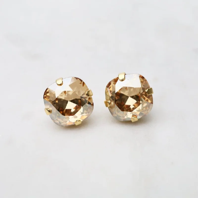 Large Champagne Post Earrings- Gold Plate