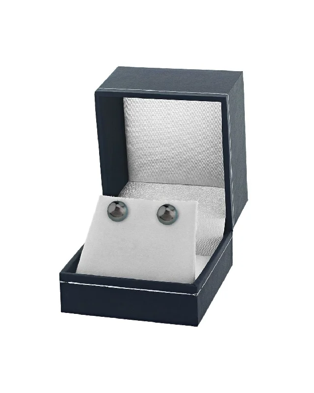 Black Tahitian Pearl Stud Earrings, 8.0-9.0mm