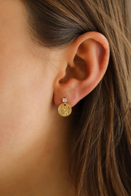 CZ COIN DROP EARRINGS