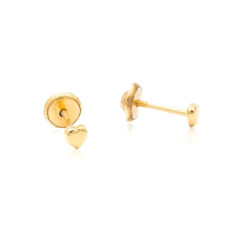 14k Yellow Gold Mini Heart Post Earrings