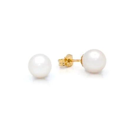 14k Yellow Gold 8mm Pearl Post Earrings