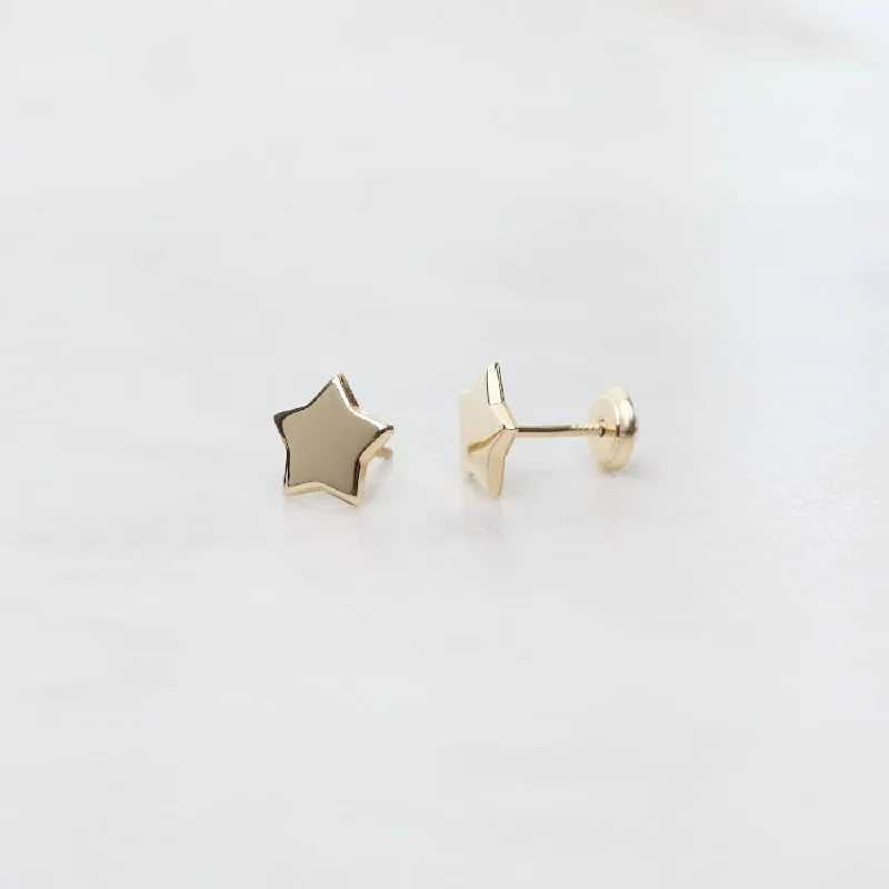 14k Yellow Gold Star Post Earrings