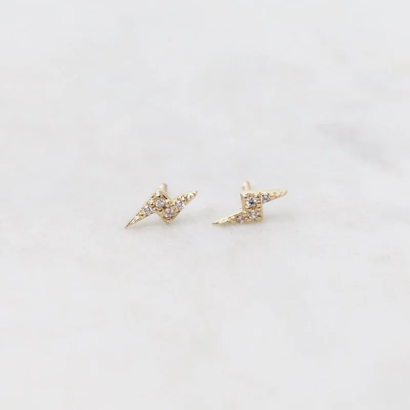 14k Diamond Lightning Bolt Post Earrings