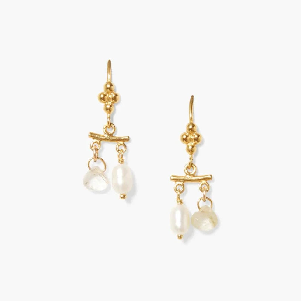 Talia Drop Earrings Mini White Pearl