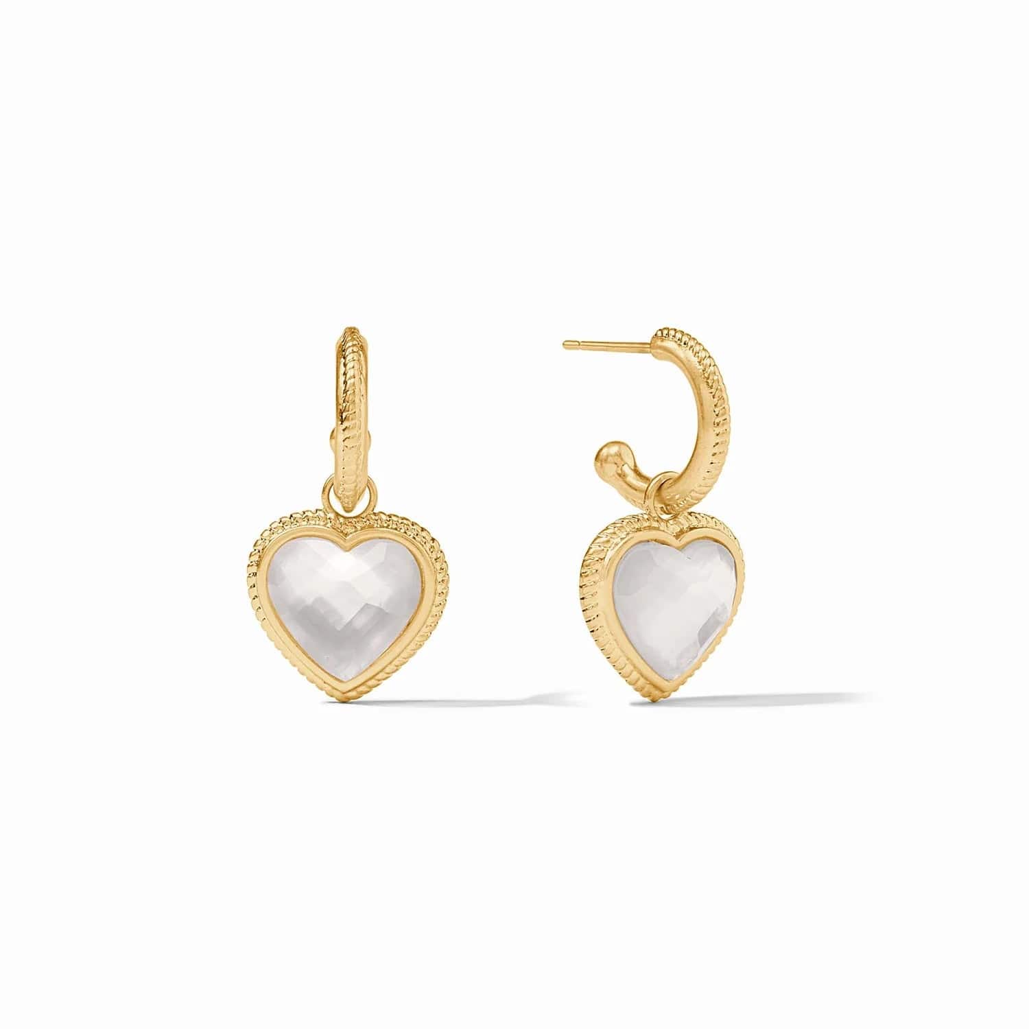 Iridescent Clear Crystal Heart Hoop & Charm Earrings