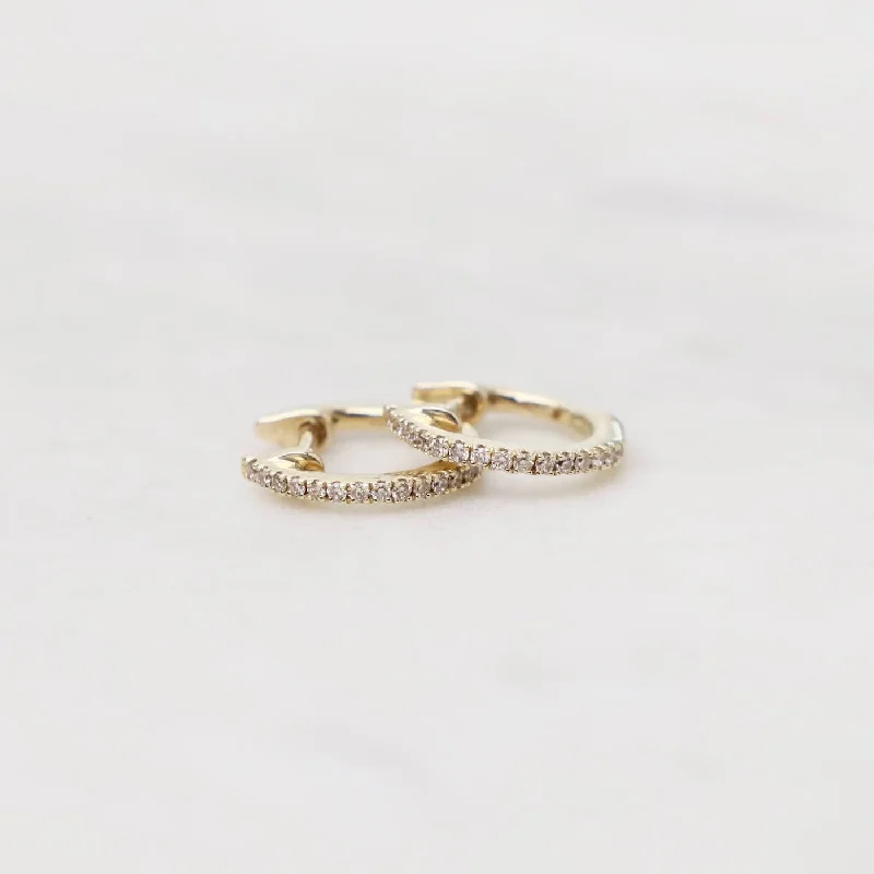 14k Yellow Gold Dainty Diamond Huggies