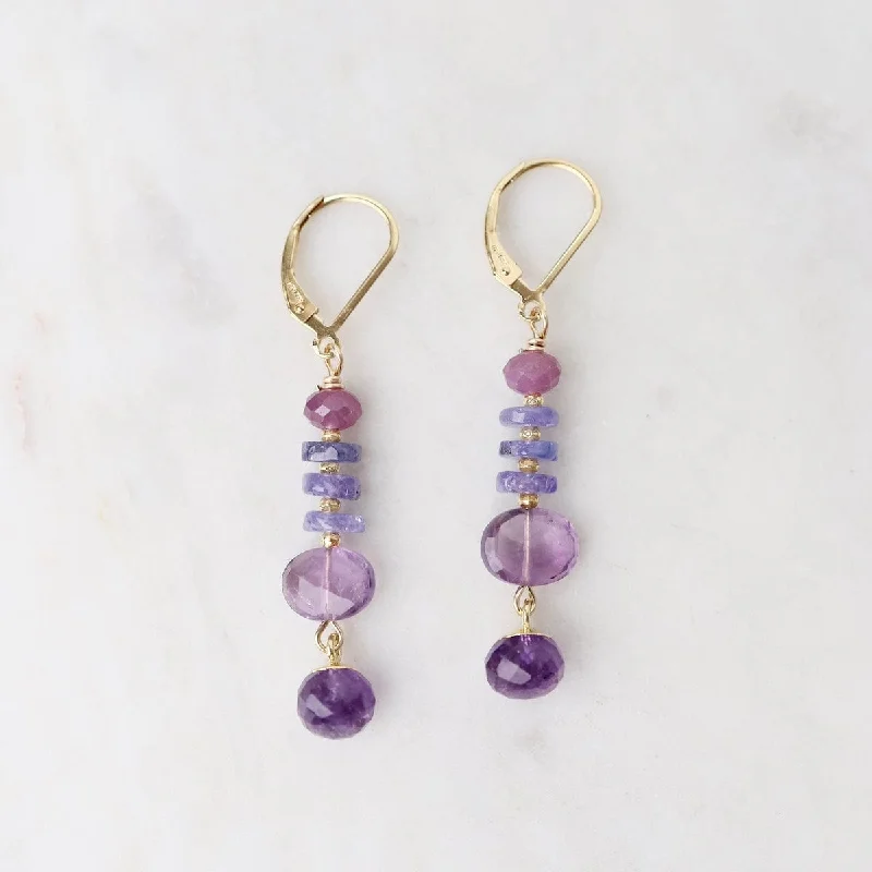 Golden Tanzanite & Amethyst  Earrings