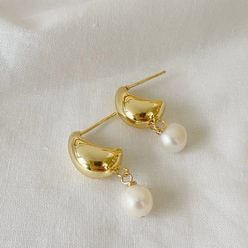 Kira Freshwater Pearl Dome Studs Earrings Gold Fill